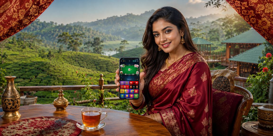 সিলেটের চা বাগানের পটভূমিতে মোবাইলে 8kdb ক্যাসিনো গেম উপভোগ